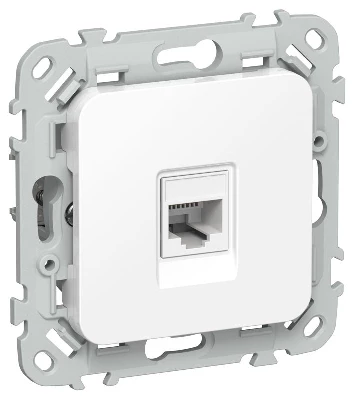 Розетка компьютерная СП FLITE РК6-1-0-ФлБ RJ45 кат.6 UTP механизм бел. IEK FI-K12-2-K01