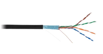 Кабель F/UTP кат.5E (класс D) 4 пары 100МГц ОЖ BC чистая медь внешн. PE до -40град.C черн. (уп.305м) NETLAN EC-UF004-5E-PE-BK
