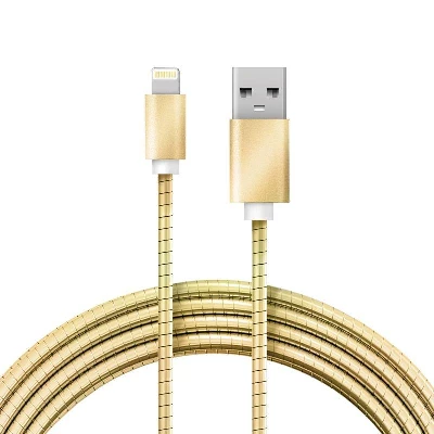 Кабель USB-A - Lightning 2.4А 1м метал. оплетка зол. Rexant 18-4252