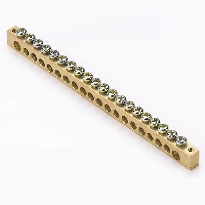 Шина PEN "ноль-земля" 8х12 20 отвер. латунь крепеж по краям PROxima EKF sn0-125-20-k