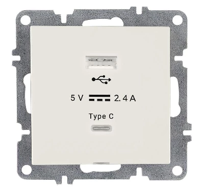 Розетка LAVIN/KAREN USB + TYPE-C механизм бел. ARVIA 50 01 1000 304