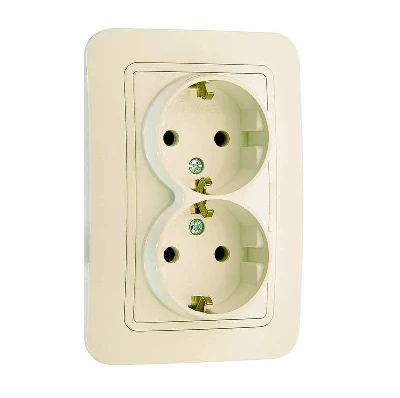 Розетка 2-м СП Lillium 16А IP20 с заземл. крем./крем. Makel 70282