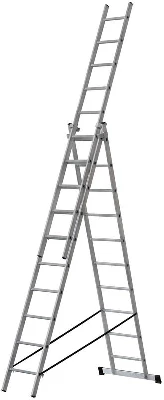 Лестница трехсекционная 3х10 H=285/481/674см 12.19кг алюм. FIT 65435