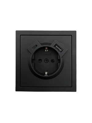 Розетка 1-мест. с/з Type-C+USB разъем СП ZIMA IP20 черн. бархат LEZARD 704-4288-181TC