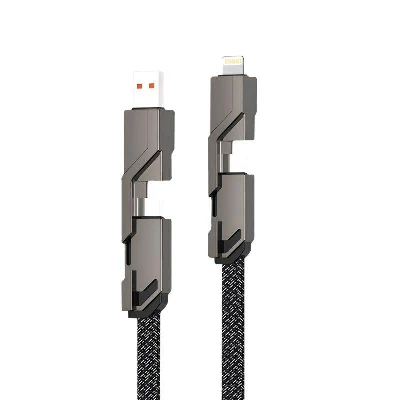 Кабель 4в1 USB-А - Type-C Lightning - Type-C 60Вт 1м черн. оплетка Rexant 18-1128
