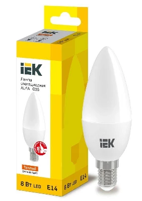 Лампа светодиодная Alfa 8Вт C35 свеча 3000К E14 230В (6шт) IEK LLA-C35-8-230-30-E14-6