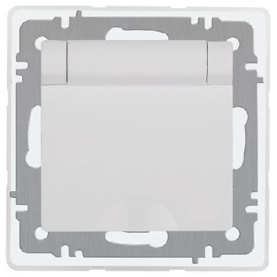 Розетка 1-м СП Accent 6-209-01 16А IP44 250В 2P+E Schuko с крышкой защ. штор. AL/CU бел. Intro Б0063553