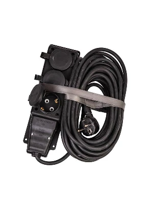 Удлинитель на каучуковой колодке 3х10м 16А IP44 250В 4кВт каучук КГ 3х2.5 черн. УХз16 Россия КОСМОС YKsm10m-3g(16A)KG-B