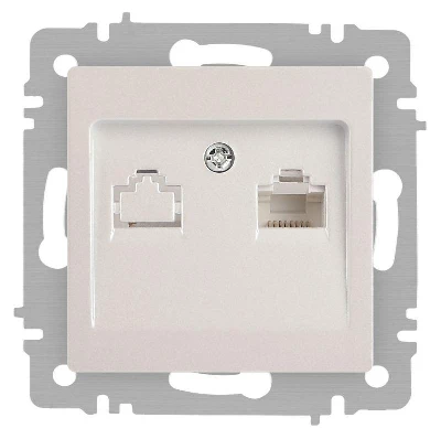 Розетка компьютерная 1-м СП Accent 6-303-06 RJ45 IP20 перламутр. Intro Б0063636