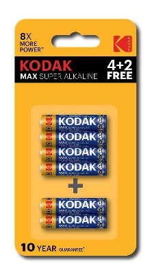 Элемент питания алкалиновый AAA/LR03 1.5В MAX SUPER Alkaline (блист.6шт) 30411944-RU1 KODAK Б0064252