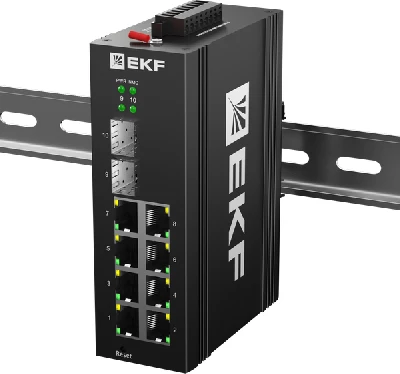Коммутатор управляемый промышленный уровня L2 ML2-2GX/SFP-8GTP 2 порта 1000Base-X SFP 8 портов 10/100/1000Base-T(X) RJ45 c PoE монтаж на DIN-рейку TSX EKF TSX-ML2-2GX/SFP-8GTP