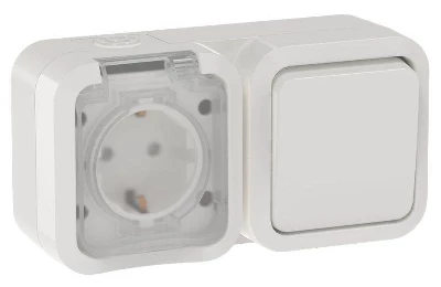 Блок ОП розетка + выключ. горизонт. TORS 16А IP55 TS342 бел. IEK TS-G10-6-55-V-K01