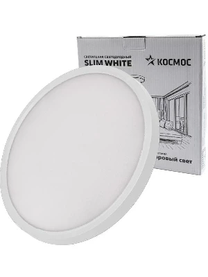 Светильник светодиодный SLIM WHITE 38Вт 4500К IP40 2650лм 230В 400х25мм КОСМОС KSlim38w_W4500K