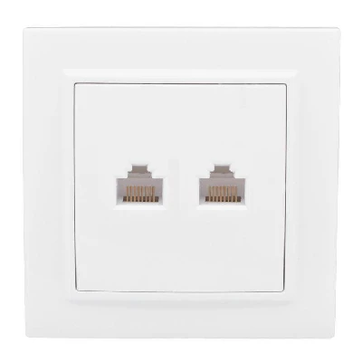 Розетка компьютерная + телефонная 2-м СП Минск RJ45 + Phone бел. Basic EKF ERK00-135-10