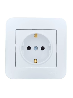 Розетка 1-м СП ASTI 16А IP20 с заземл. защ. шторки термопласт в сборе бел. LEZARD 7081-0202-124B