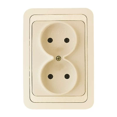 Розетка 2-м СП Mimoza 16А IP20 без заземл. крем./крем. Makel 25017