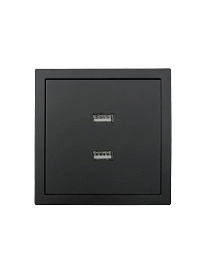 Розетка 1-мест. с 2-мест. USB разъем СП ZIMA IP20 черн. бархат LEZARD 704-4288-192