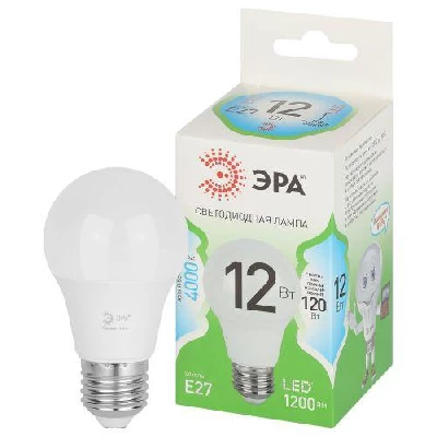 Лампа светодиодная GREEN LINE A60-12W-840-E27 GL 12Вт груша 4000К яркий свет бел. E27 Эра Б0067107