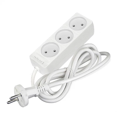Удлинитель 3х1.5м без заземл. 10А IP20 2.2кВт ПВС 2х0.75 бел. DOMTOK 2370