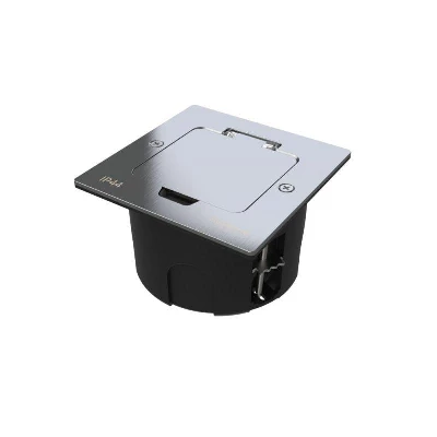 Лючок MultiDesk MDK20 на 2мод. IP44 с монтажной коробкой для стены фальшпола стола серебр. SE MDK20102SA