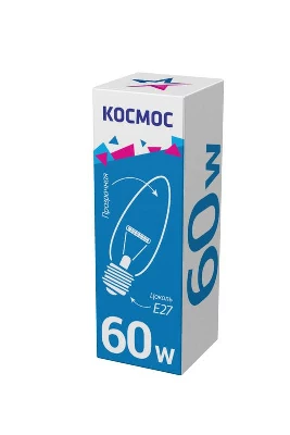 Лампа накаливания Свеча 60Вт E27 прозр. Космос LKsmSCnCL60E27v2