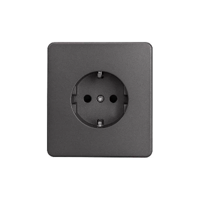 Розетка 1-м СП ROUND MIELE 16А с заземл. защ. шторки титан Kranz KR-78-0701-2