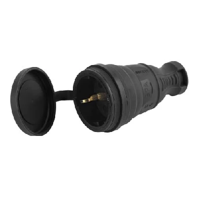 Разъем прямой 16А IP44 с заземл. каучук. черн. R8-B-IP44 Эра Б0044541