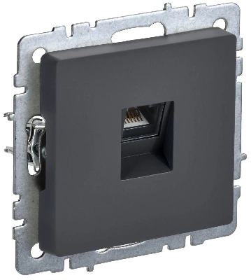 Розетка компьютерная СП RJ45 кат.6 BRITE РК11-БрГ механизм графит IEK BR-K10-2-K53