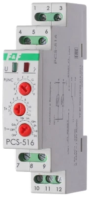 Реле времени PCS-516 8А 230В 1перекл. IP20 многофункц. вход: START/RESET монтаж на DIN-рейке (аналог РВО-1М) F&F EA02.001.013