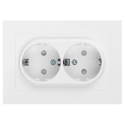 Розетка 2-м СП Accent 6-208-01 16А IP20 250В 2P+E Schuko со шторками AL/CU бел. Intro Б0063528