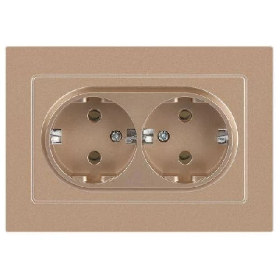Розетка 2-м СП Accent 6-205-04 16А IP20 250В 2P+E Schuko AL/CU шампань Intro Б0063492