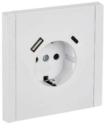 Розетка FORTE&PIANO FP247 16А USB A+C 18Вт с заземл. защ. шторки винт. крепл. бел. IEK FP-R14-16-U22-018-K01