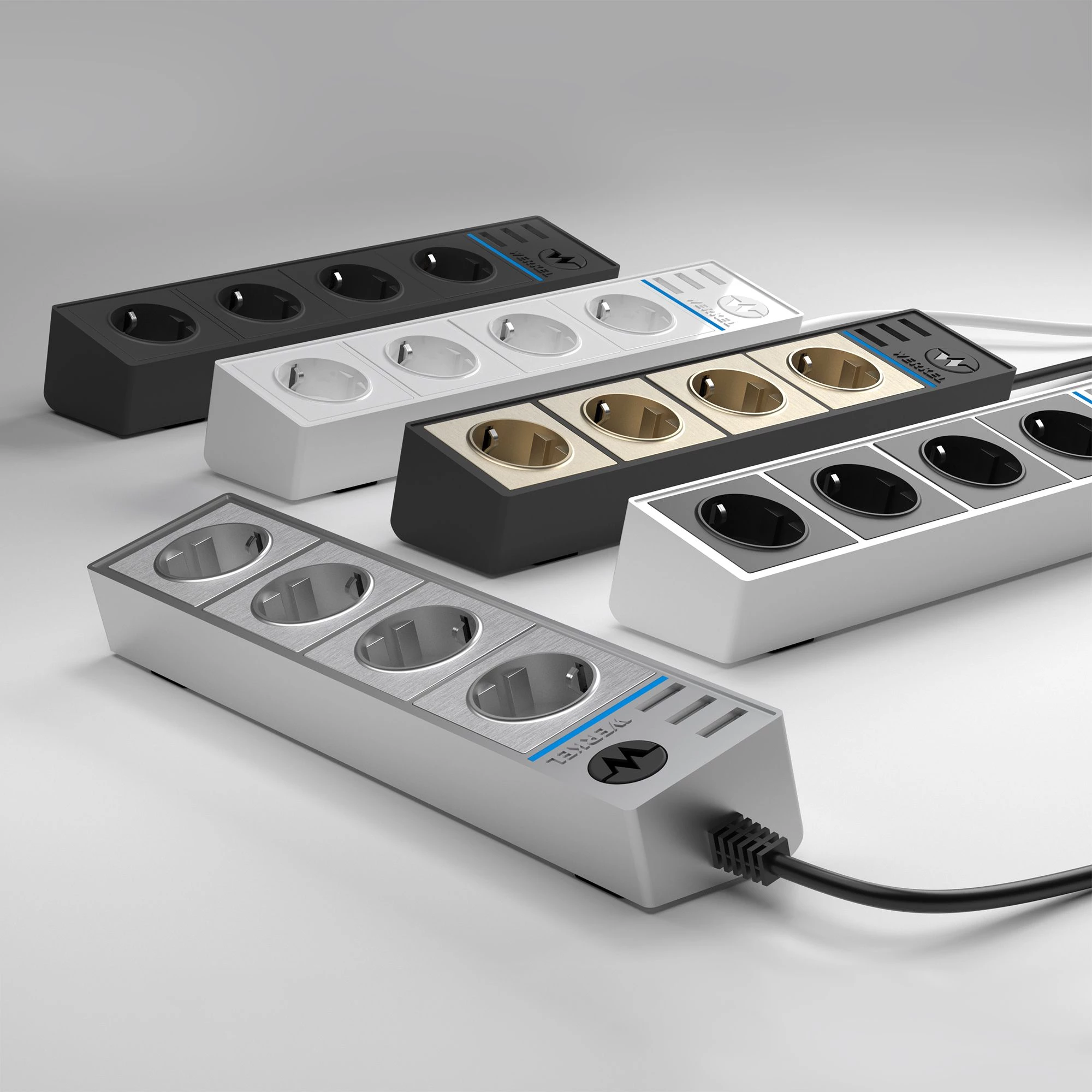 Розеточный блок 4-х местный + 3 USB белый WL20-04-03 8