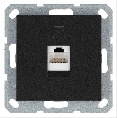 Розетка компьютерная 1-м RJ45 IP20 кат. 5E механизм антрацит Jasmart G6105B