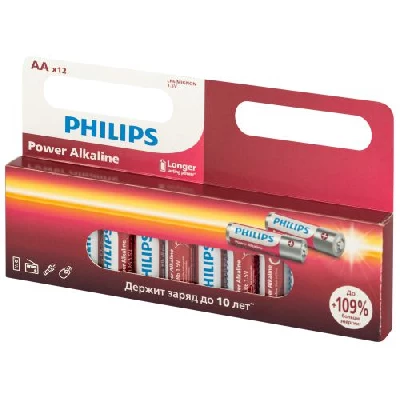 Элемент питания алкалиновый AA/LR6 1.5В Power (блист.12шт) LR6P12W/51 Philips Б0064661