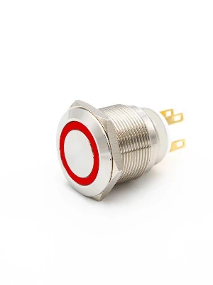 Выключатель кнопочный GQ22-L-11E/R/220V/S 1НО+1НЗ цилиндр с подсветкой 220В AC/DC d22мм IP65 метал. красн. Электротехник ET020094
