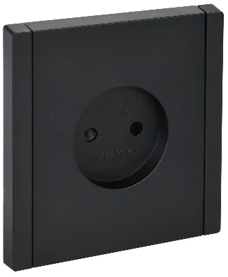 Розетка 1-м СП FORTE&PIANO FP117 10А без заземл. защ. шторки винт. крепл. черн. IEK FP-R13-10-K02