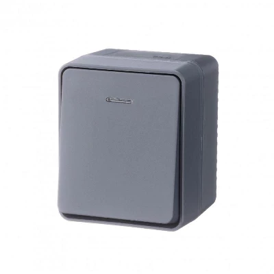 Выключатель 1-кл. ОП AtlasDesign PROFI IP54 10AX с подсветкой антрацит SE ATN544013