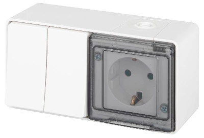 Блок розетка с выключателем Эксперт 11-7502-01 двойн. IP55 16A(10AX)-250В ОУ белый Эра Б0063270