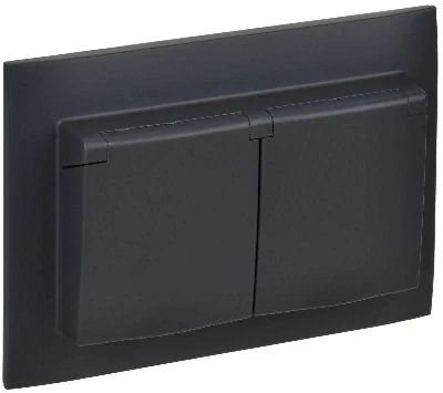 Розетка 2-м SKANDY 16А IP44 с крышкой в сборе SK-R12G графит IEK SK-R26-16-44-K53-F