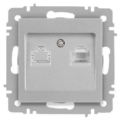 Розетка компьютерная 1-м СП Accent 6-303-03 RJ45 IP20 алюм. Intro Б0063630