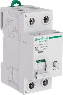 Выключатель дифференциального тока 2п 63А 100мА тип A-S Systeme9 230В SE S9R28263
