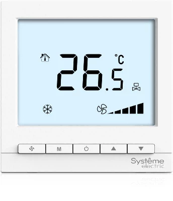 Термостат комнатный цифровой для 2тр 3ск FCU и 2-х поз. клап. 1UI 4DO Modbus ~220В BS бел. SE RTF2IML