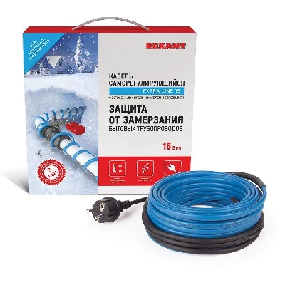 Кабель греющий саморег. Extra Line (комплект для труб) 15MSR-PB 25M (25м/375Вт) REXANT 51-0623