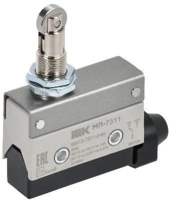 Микропереключатель концевой МП-7311 гор. толк. с наж. рол. рез. IP40 IEK KKV12-7311-2-64