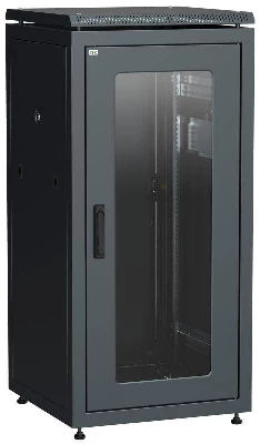 Шкаф сетевой 19дюйм LINEA N 18U 600х600мм стеклянная передняя дверь задняя металлическая черн. ITK LN05-18U66-GM