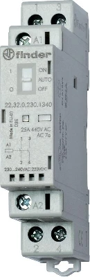 Контактор модульный 2NO 25А AgSnO2 230В AC/DC 17.5мм IP20 опции: мех. индикатор + LED FINDER 223202304320