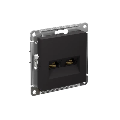 Розетка компьютерная 2-м AtlasDesign RJ45 кат.6A механизм карбон SE ATN001088