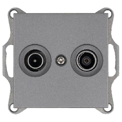 Розетка телевизионная проходная TV + FM 2-м Ф9.5мм механизм алюм. Jasmart G6205S