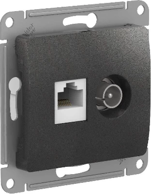 Розетка компьютерная + телевизионная 2-м Glossa RJ45 кат.5E + TV механизм антрацит SE GSL000789